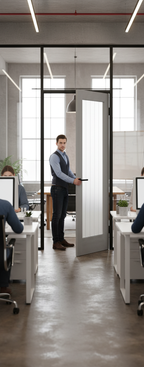 Premium 1 Light Textured Internal Door with Large Glazing Aperture and Frosted Lines for Modern Home Design