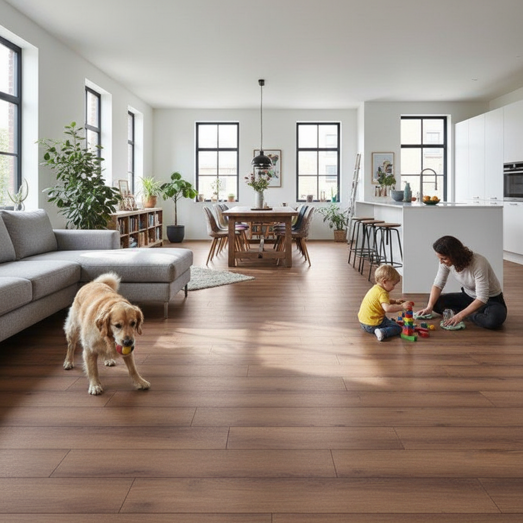 Premium 12mm Laminate Flooring with Coffee Oak Effect for High Traffic Areas - Water Resistant and Underfloor Heating Compatible