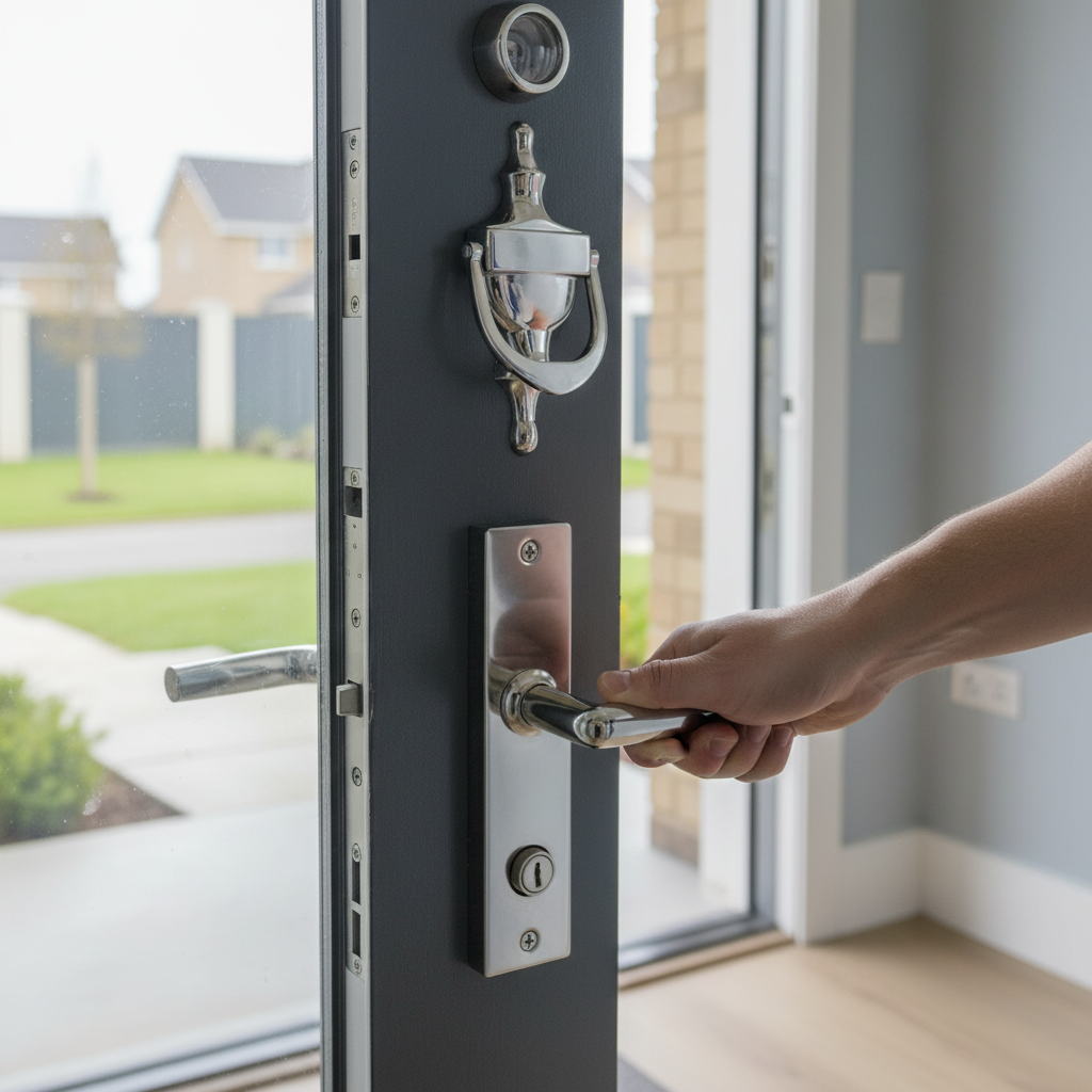 Premium External Front Door Lever Handle Set in Polished Stainless Steel for Enhanced Security and Modern Aesthetic - Image 2
