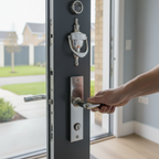 Premium External Front Door Lever Handle Set in Polished Stainless Steel for Enhanced Security and Modern Aesthetic - Image 2