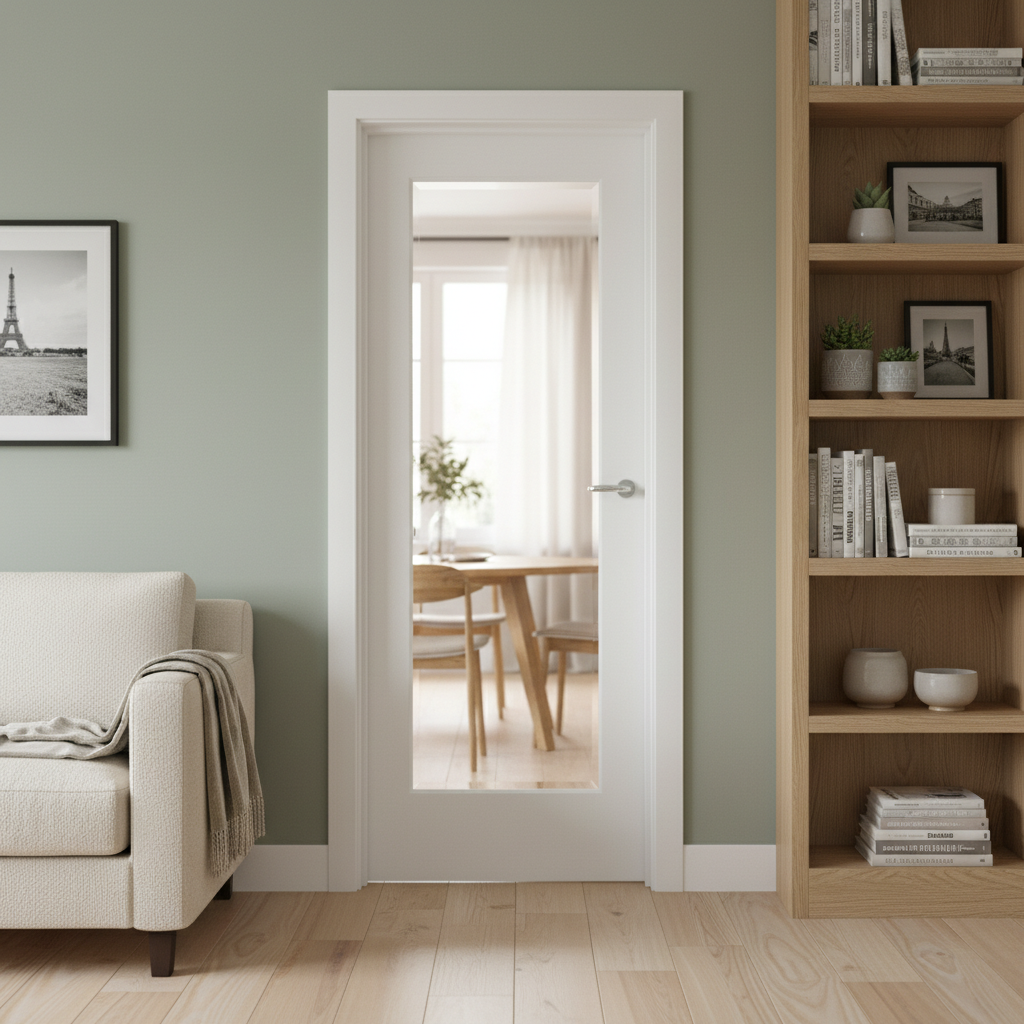 Premium Pre-Finished White Door with Clear Bevelled Glass for Timeless Home Appeal