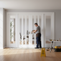 Premium Internal Room Divider Set with Obscure Glass Panels - Elegant Ashton and Pattern 10 Design