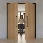 Premium Modern Oak Internal Door Pair Fully Finished - Engineered Construction with A-Grade American White Oak Veneer