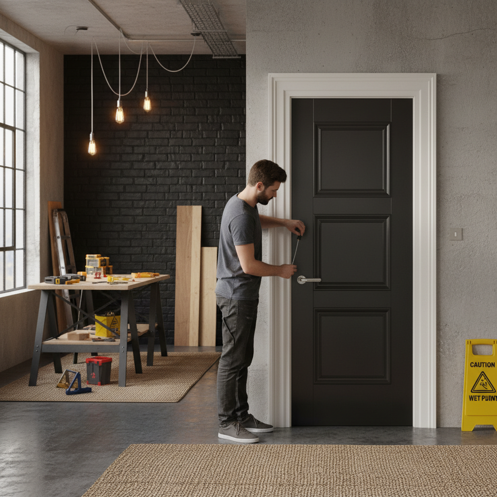 Premium Internal Black Primed Door with Engineered Construction and Detailed Mouldings - Multiple Sizes Available