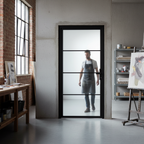 Premium Fully Finished Made-to-Measure Internal Studio Door with 3 Obscure Glass Panes for Modern Interiors