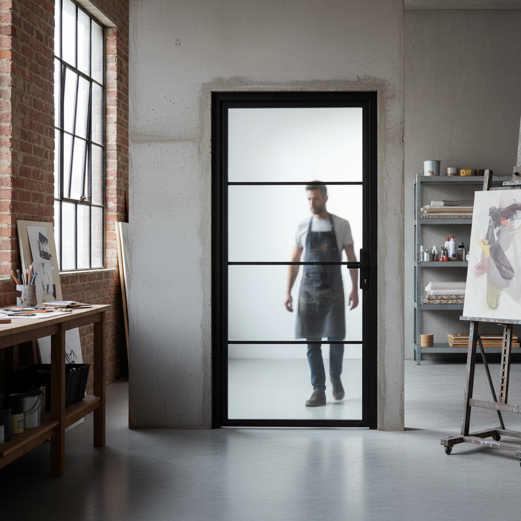 Premium Fully Finished Made-to-Measure Internal Studio Door with 3 Obscure Glass Panes for Modern Interiors
