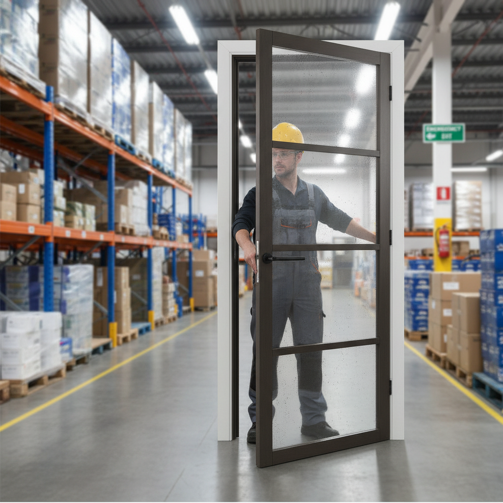 Premium Custom Made Slimstyle Industrial Door 80mm with Clear Glass Glazing and Black Finish