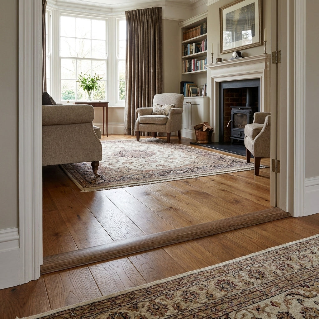 1m Laminate Adapting Door Profile - Medium Oak Finish