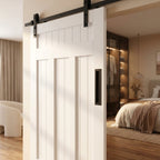 Internal Bypass Sliding Door 1930's DX 4 Panel White Primed Solid Core - detail view