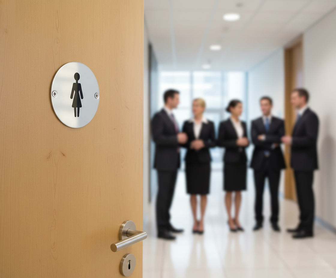 Premium Female Door Symbol in Satin Stainless or Bright Stainless Steel Finish with Screws - Ideal for Commercial Use