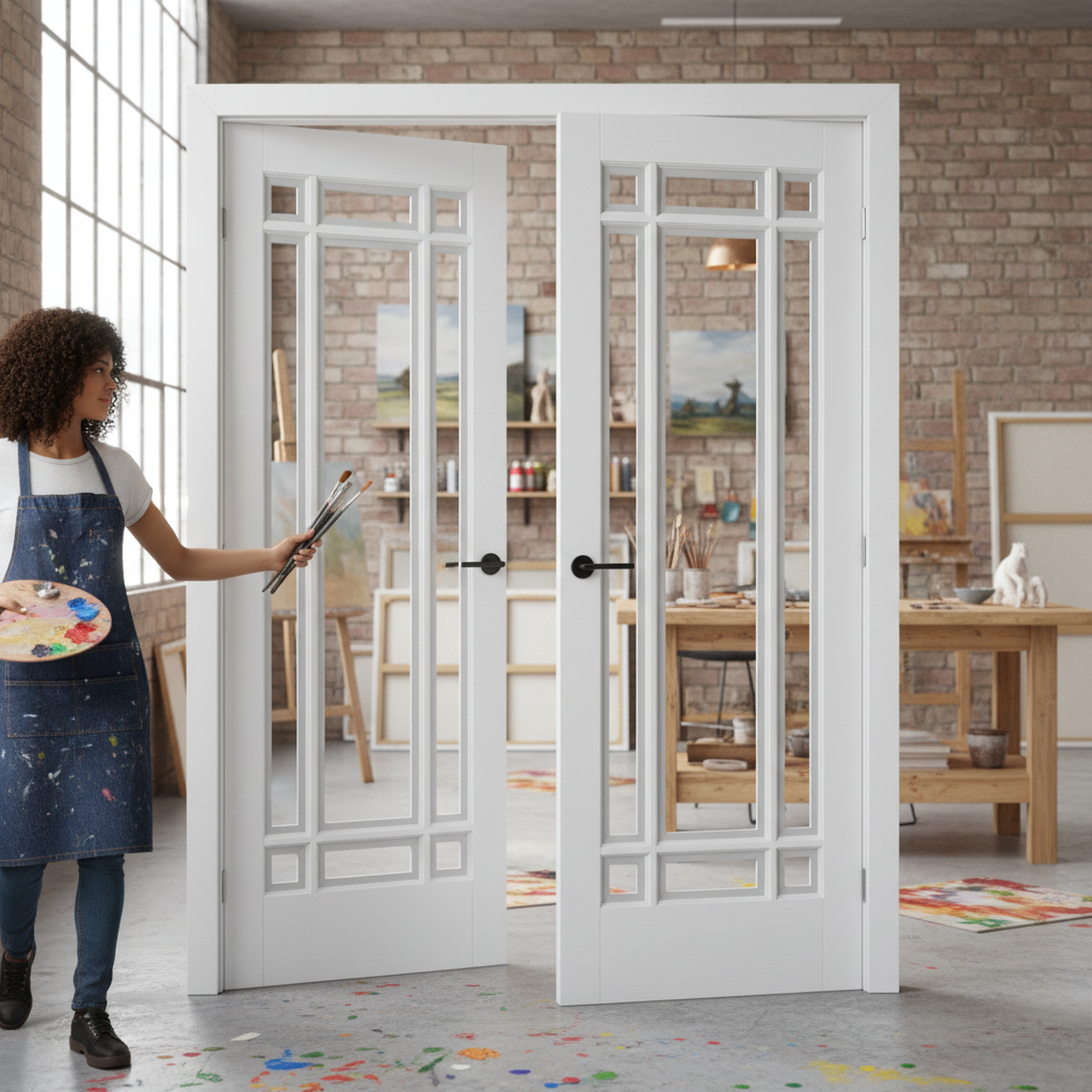 Premium Internal Clear Glazed Door Pair with Beveled Glass Panels for Contemporary Design