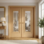 Internal Oak Double Door Fully Finished with Clear Glass, Solid Core