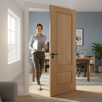 Premium Classical 2 Panel Internal Oak Door with Solid Engineered Core and Factory Finish