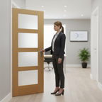 Premium Internal Oak Shaker Fully Finished Obscure Glazed Door with A-Grade American Veneer and Toughened Safety Glass