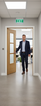 Premium Contemporary Unglazed Fire Door with Distinctive Ash Inlays and Factory Finish for Modern Interiors