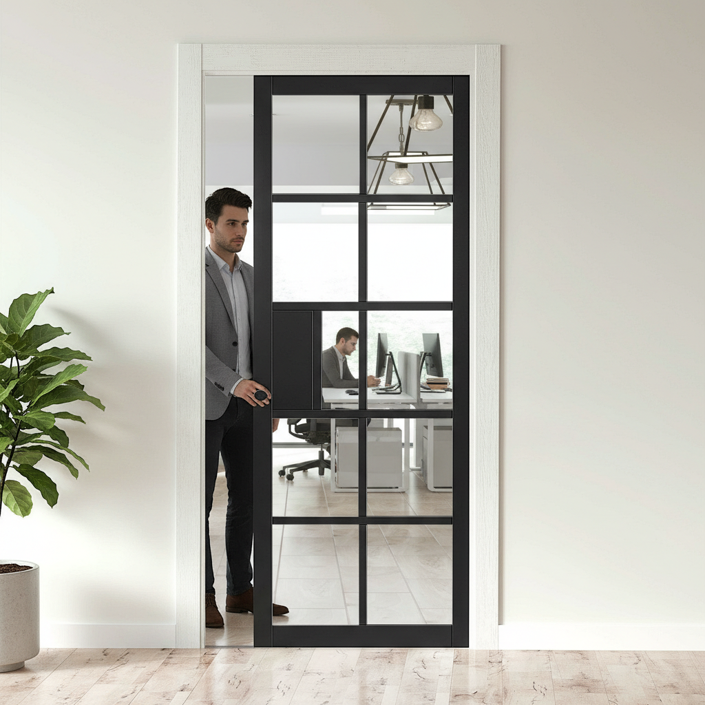 Premium Glazed Pocket Door Set with Galvanised Steel Frame and Adjustable Jambs for Seamless Installation