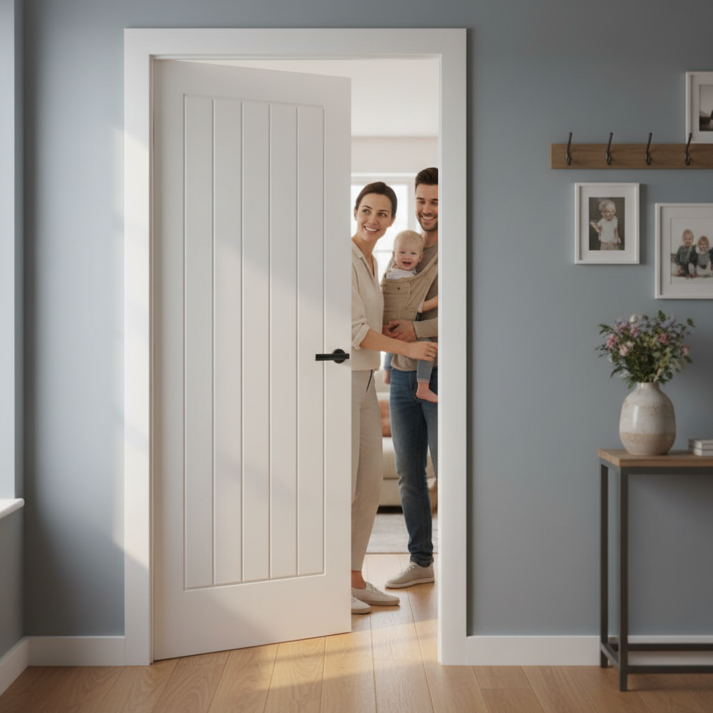 Premium White Internal Door with Engineered Construction and Custom Sizing Options