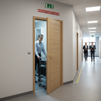 Premium Contemporary Oak 7 Panel Internal Fire Door with Engineered Construction and Unfinished Oak Veneer