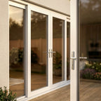 External White Aluminium French Patio Door with Clear Glass and Sidelights - detail view