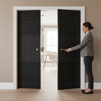 Premium Double Pocket Door Set with Charcoal Finish and Galvanised Steel Frame for Space-Saving Design