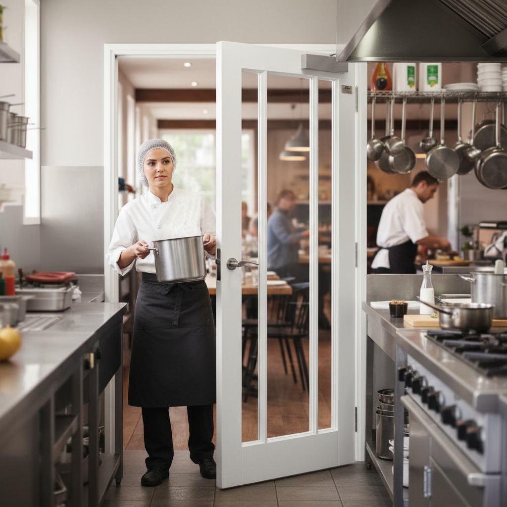 Premium Internal Primed Fire Door with 3 Clear Safety Glass Panels for Enhanced Fire Protection and Contemporary Style