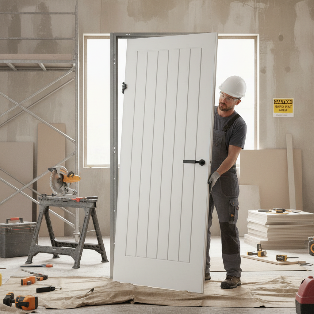 Premium White Fire Door with Engineered Construction and 30 Minutes Fire Rating for Versatile Home Interiors