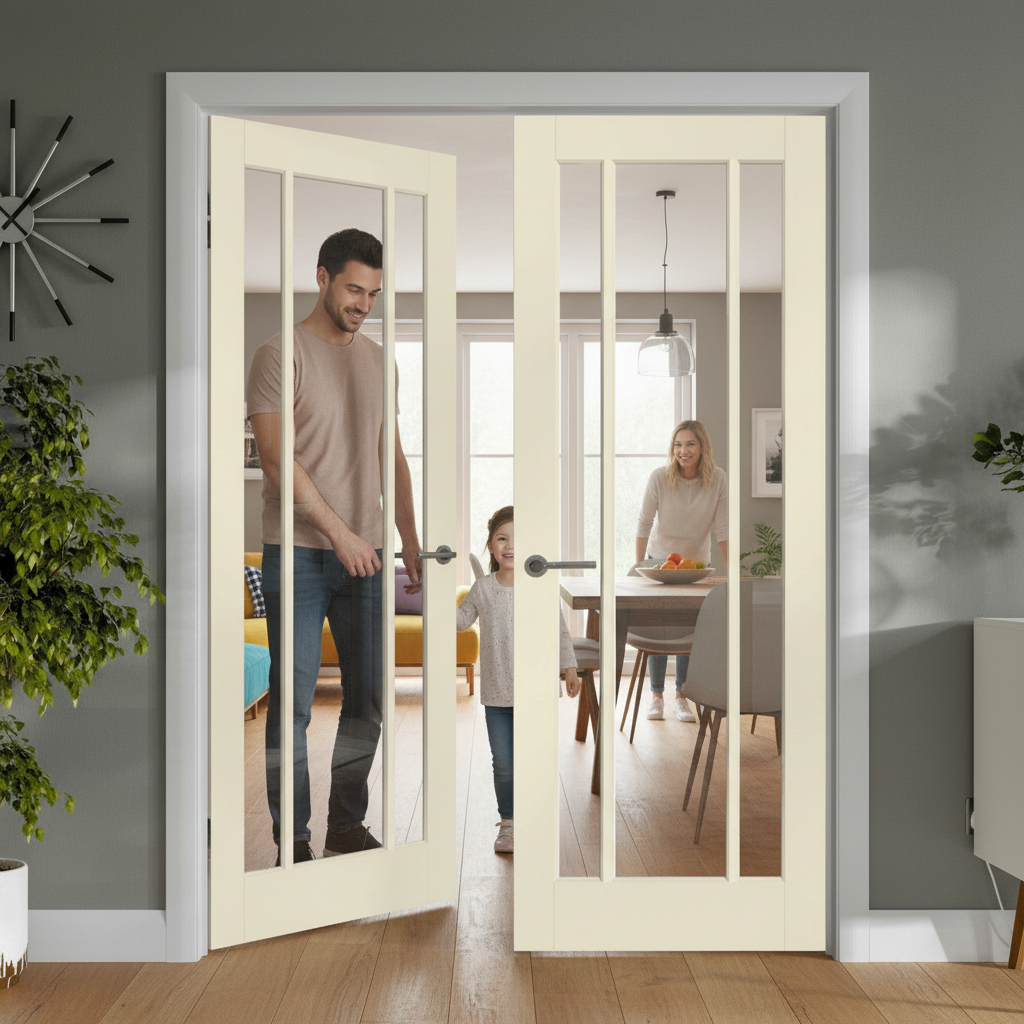 Premium Clear Glazed French Doors with Six Large Panes for Natural Light and Elegant Design