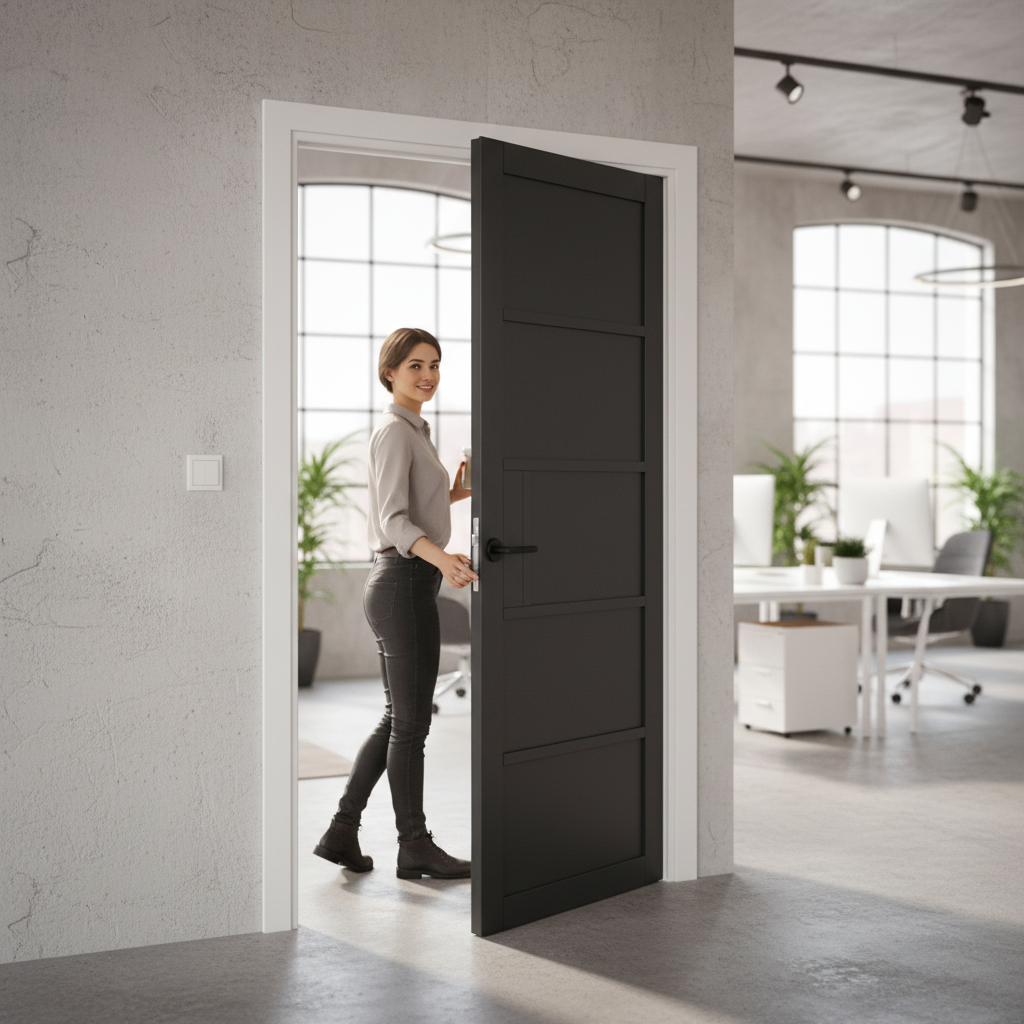 Premium Industrial Style Fully Finished Internal Door - Solid MDF Construction, Prefinished in Black or White with Robust Features
