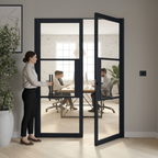 Premium Clear Glazed Offset French Doors with Lock Block Panel - Modern Design for Stylish Interiors