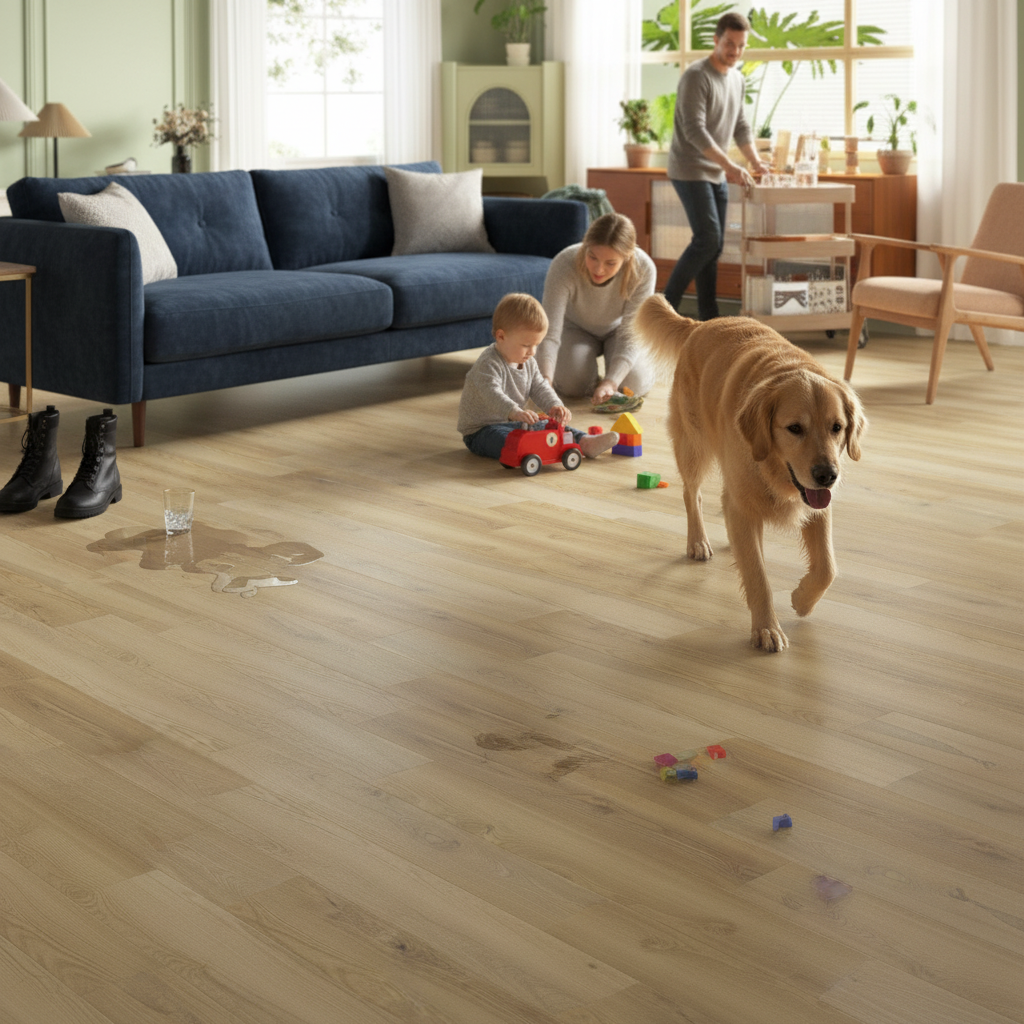 Premium SPC 5mm Embossed Rigid Core Vinyl Flooring with Oak Effect and Water-Proof Installation System - Image 2