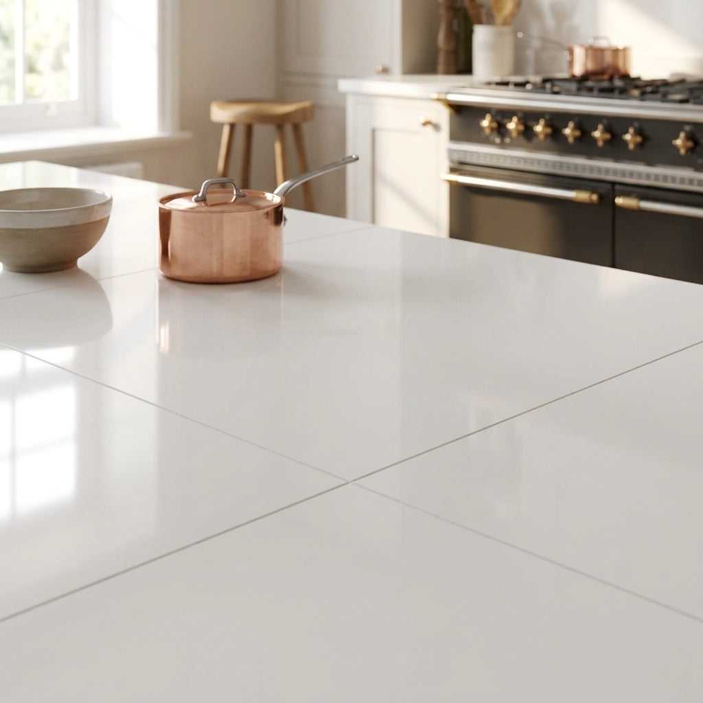 6mm White High Gloss Rigid Core LVT Flooring with Waterproof Finish - detail view