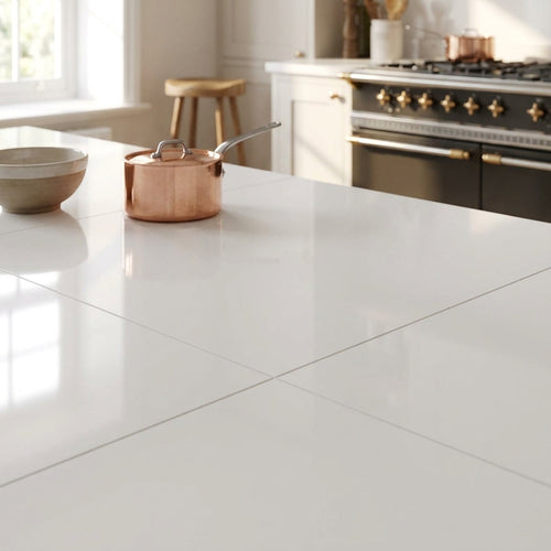 6mm White High Gloss Rigid Core LVT Flooring with Waterproof Finish - detail view