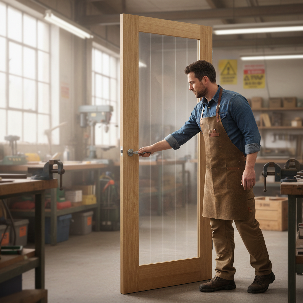 Premium Fully Finished Glazed Fire Door with Clear Panel and Engineered Construction for Strength and Stability