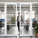 Premium Custom Made Industrial Style Door Pair with Three-Light Design and Solid Core Construction for Modern Interiors