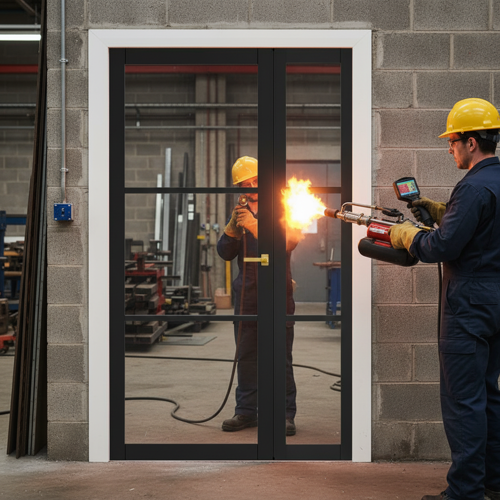 Premium Extra Slim 3L Offset Fire Door Pair with 30 Minutes Fire Rating and Custom Size Options for Modern Interiors