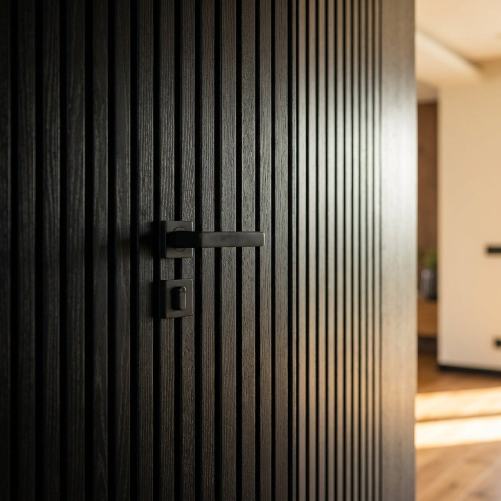 Internal Fully Finished Charcoal Black Miami Door with Solid Engineered Core - detail view