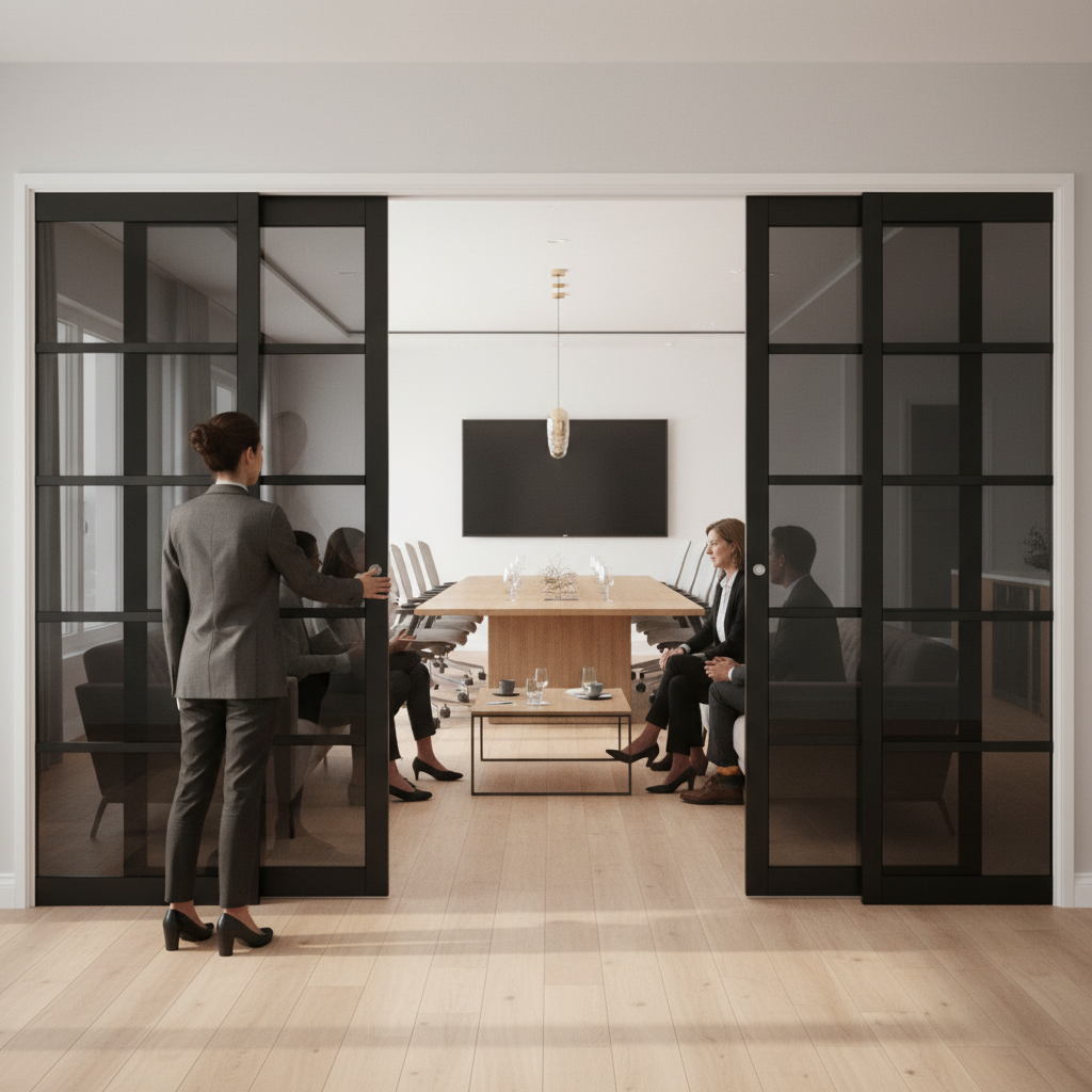 Premium 5L Tinted Glazed 4 Door Telescopic Pocket Door System with Professional Finish and Maintenance-Free Track