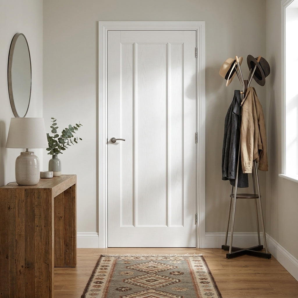 Internal White Primed Toledo 3 Panel Door with Solid Engineered Core