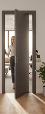 Premium Ash Grey Internal Door with Unique Criss-Cross Pattern and Solid Core Construction for Modern Interiors