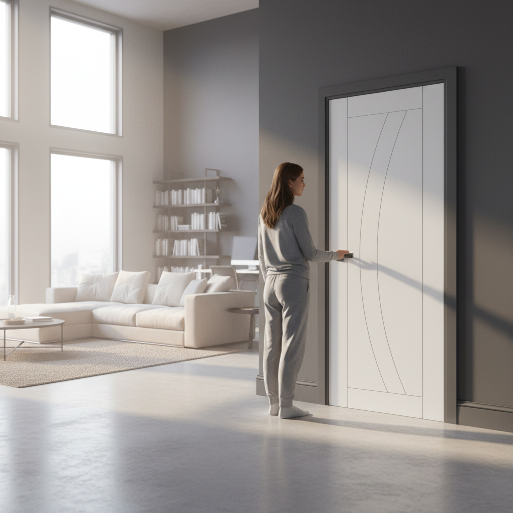 Premium Curvaceous White Interior Fire Door with Solid Core and 10-Year Warranty