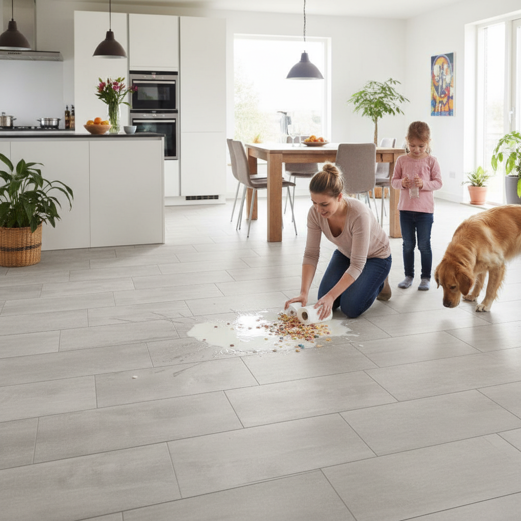 Premium 8mm Moisture Resistant Laminate Flooring with Aquastop Surface for High Traffic Areas and Bathrooms