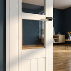 Internal White Shaker Door, Primed Finish, 4 Light Clear Glass - detail view