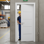 Premium Fully Finished White FD30 Fire Door with Real Aluminium Inlays for Custom Sizes