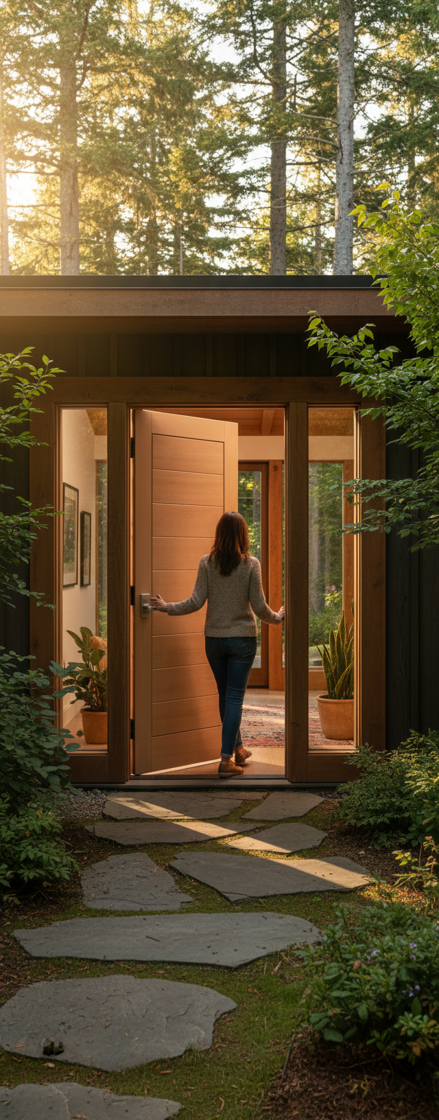 Premium Hardwood External Door - Modern Eight Panel Design Available in Oak - High-Quality Professional Grade for Industrial and Commercial Applica...