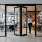 Premium Industrial Style Folding Doors - 3 Door Configurations with Slim Frames and Large Glass Panels for Modern Spaces