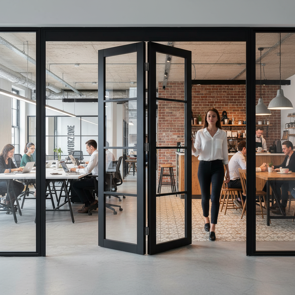 Premium Industrial Style Folding Doors - 3 Door Configurations with Slim Frames and Large Glass Panels for Modern Spaces