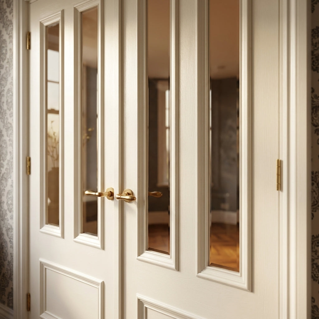 Internal White Door Fully Finished with Clear Glass 3 Panel Belgravia - detail view