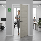 Premium Light Grey Laminate Fire Door with Modern 5 Panel Design for Stylish Interior Upgrade