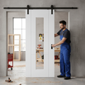Premium Internal White Primed Sliding Door Set with Clear Glass Pane for Natural Illumination and Smooth Operation