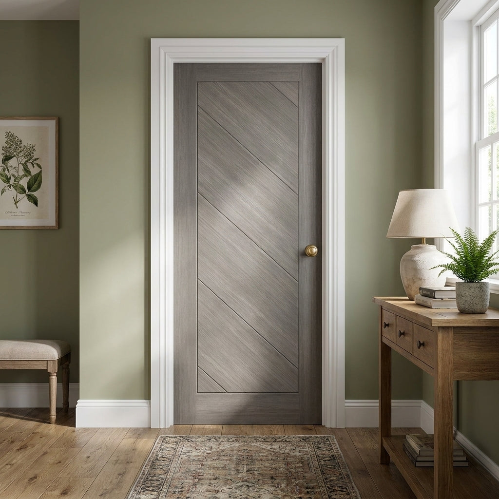 Light Grey Internal FD30 Fire Door with Fully Finished Laminate Construction